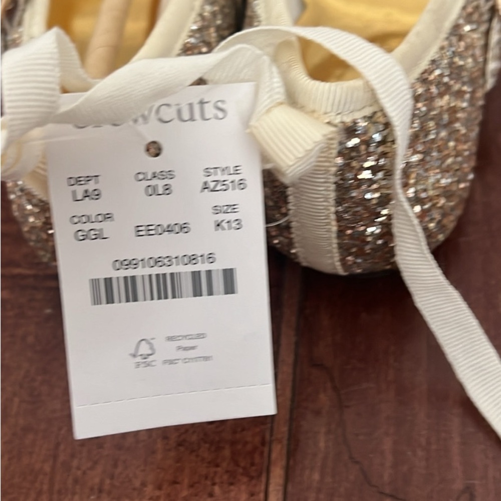 New! Crewcuts Gold Glitter Ballet Flats size 13 - Picture 4 of 4